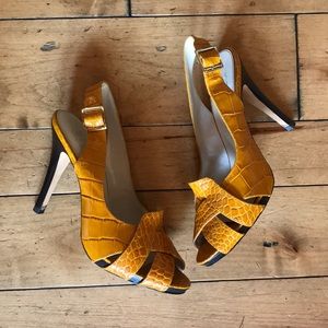 Saks Fifth Ave sling back pumps (yellow, size 8.5)